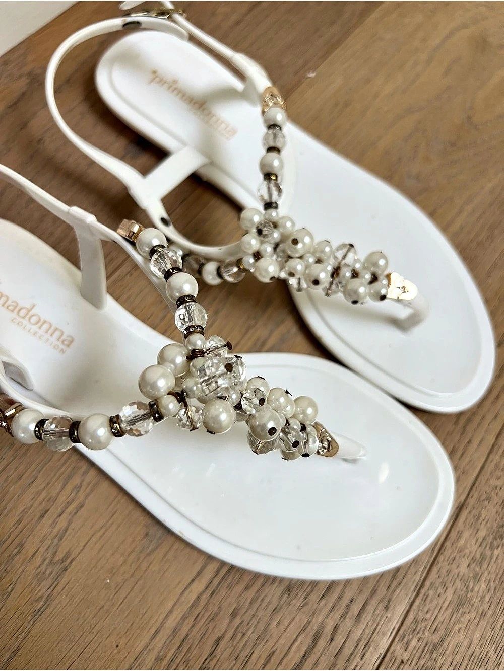 Primadonna Collection Beaded Flat Sandals White EU 38